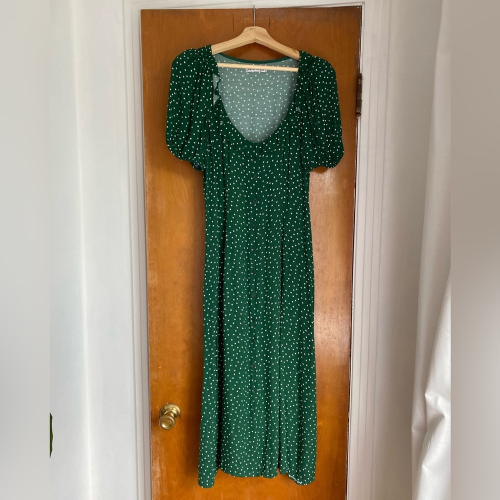 Reformation Green Polka Dot Dress